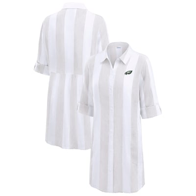  Philadelphia Eagles Tommy Bahama Women's Rugby Beach Stripe Button-Up Tunic - Khaki/White